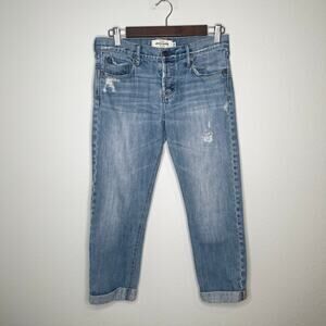 Abercrombie Girls Distressed Cuffed Capri Jeans Size 16 Blue Denim Pocket Detail